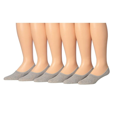 Toe Bowknot Low Cut - Tipi Toe Women's 6-Pairs Low Cut No Show Boat & Loafer Shoe Foot Liner Socks With Non Slip Heel Silicon Gel Grip, P09-6-GRY