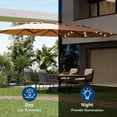 thumbnail image 4 of Gaderth Patio Umbrella With Solar Lights,15FT Rectangular Patio Umbrella With Base Included,Market Umbrella With Crank Handle,UV Protection Outdoor Umbrella For Poolside Lawn Backyard, 4 of 8