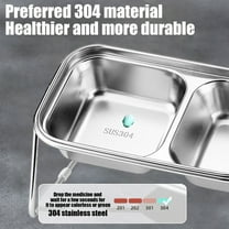 Nebwoak Elevated Stainless Steel Double Bowl Pet Feeder with Non-Tip Metal Stand – Holds Food & Water, Suitable for Cats & Dogs, Easy to Clean & Durable