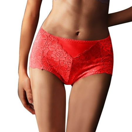 Icvfdpl Women S Briefs Lace G String Thongs Lingerie Bikini Soft Breathable Womens Underwear Red M