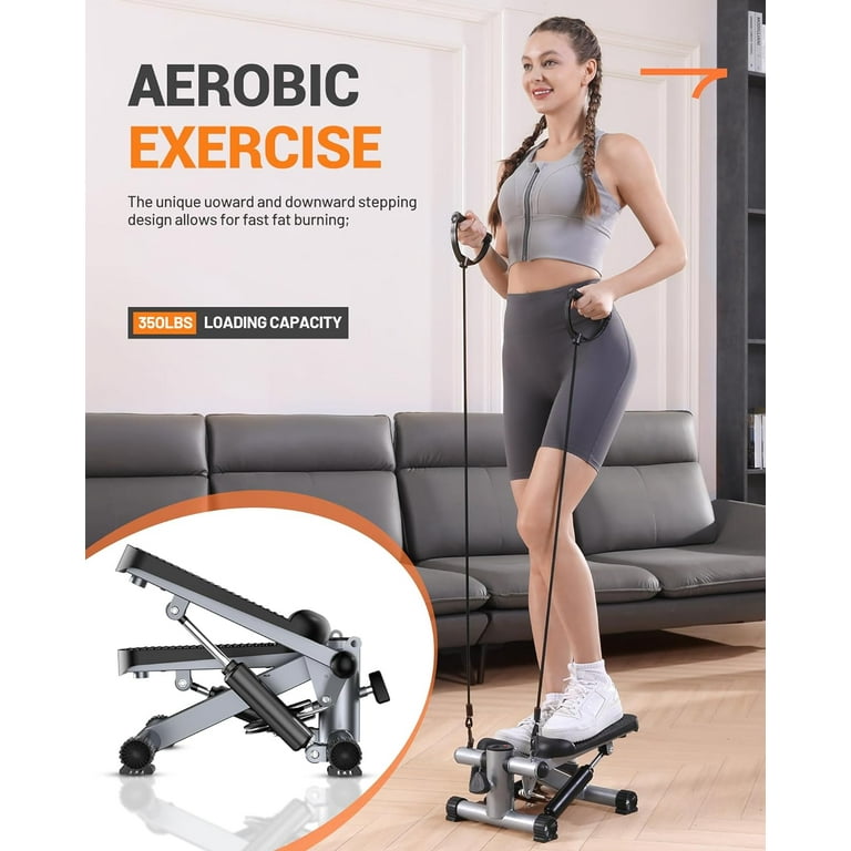 Steppers for Exercise Mini Stepper with Exercise Equipment for Home Workouts Hydraulic Fitness Stair Stepper with Resistance Band Calories Count 350lbs Weight Capacity Walmart