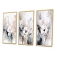 thumbnail image 3 of Designart "Grey Flowers Delicate V" Floral Framed Wall Art Set Of 3 - White Floral Frame Canvas Set For Living Room Decor, 3 of 6