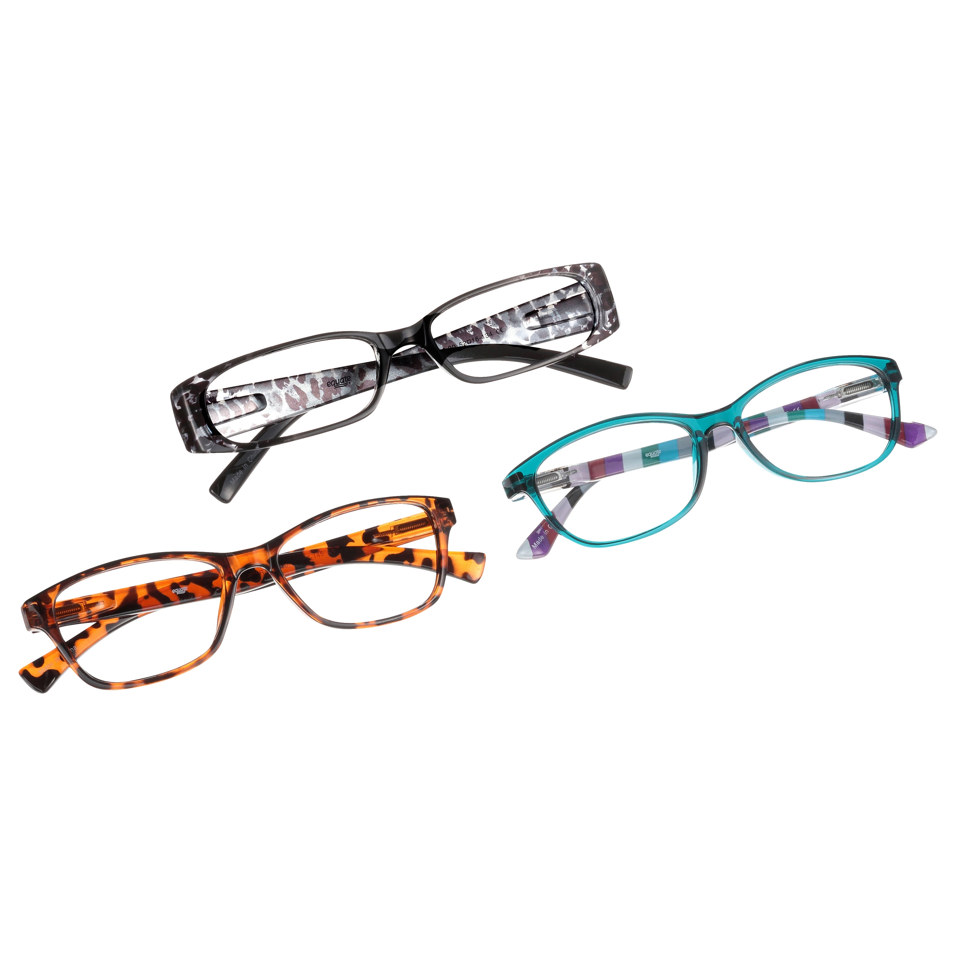Equate Women's Sprig Value 3-Pack Rectangular Reading Glasses - Variety Pack, +2.50