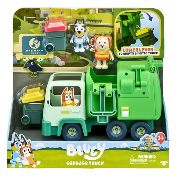 BLUEY GARBAGE TRUCK PLAYSET, 2 Vehicles Included