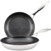 Clad Stainless Steel Frying Pans/Skillet Set with Hybrid SteelShield and Nonstick Technology, 10 Inch and 8.5 Inch, Silver