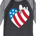 thumbnail image 3 of Peanuts - Snoopy On Flag Heart - Toddler & Youth Raglan Graphic T-Shirt, 3 of 7