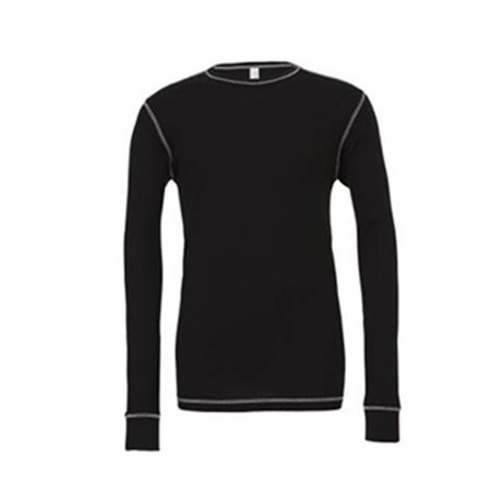 Bella-Canvas C3500 Mens Thermal Long Sleeve Tee - Black & Grey, 2X