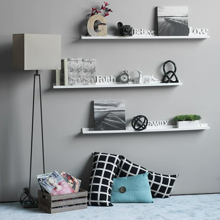 Ktaxon Floating Picture Display Ledge Wall Mount Shelf Modern Design Ktaxon Floating Picture Display Ledge Wall Mount Shelf Modern Design White