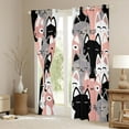 thumbnail image 3 of jejeloiu Cartoon Cute Kitten Black Out Curtains,Kawaii Pet Cat Curtains Pack of 2 (42x63 Each),Pink Gray Black Bedroom Curtains For Girls Kids,Super Cozy Room Decor, 3 of 6