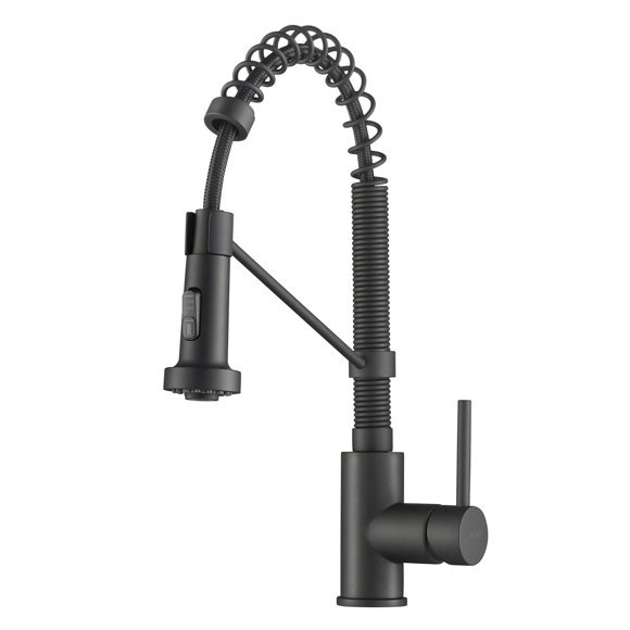 Kraus Bolden 18" Commercial Kitchen Faucet w/ Pull Down Sprayhead, Matte Black