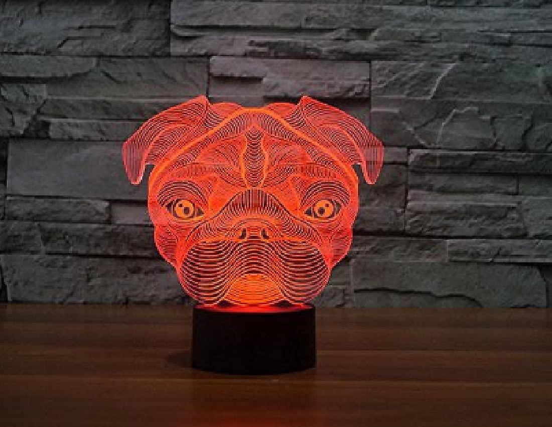 Shxx 3d Cute Pug Dog Night Light Touch Table Desk Optical Illusion