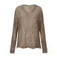 thumbnail image 4 of Women's V Neck Sweater Long Sleeve,Hollow Out Knit Hoodies Crochet Top Beach Lightweight Blouse Dark Gray M, 4 of 8