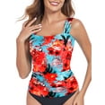 thumbnail image 6 of RELLECIGA Women's Bandeau Ruched Tankini Top Swimsuits Modest Bathing Suits, 6 of 10