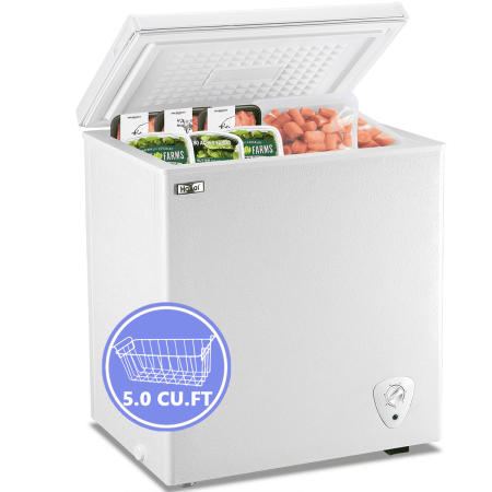 WANAI 5.0 Cu.ft Compact Deep Chest Freezer with 7 Thermostat White Freestanding Machine for Home