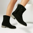 thumbnail image 6 of Viluyesy Womens Mid Calf Boots, Pull-On Chunky Heels Suede Leather Fall Winter Dress Boots Black, 6 of 9