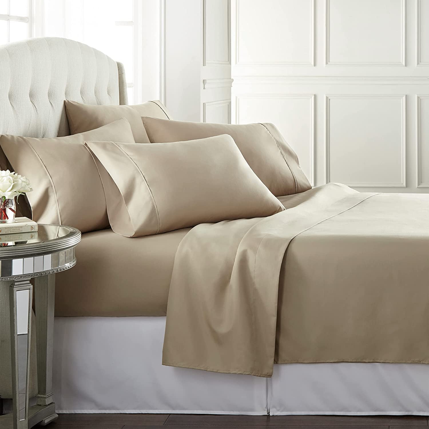 Hotel Luxury Pillowcase 1800 Count 4 Pcs Deep Pocket Bed Sheet Set Sheets R1 