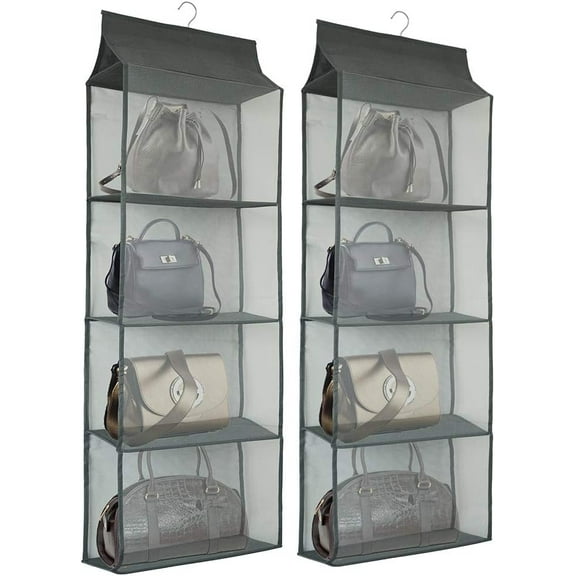 2 Pack Closet Handbag Organizer Purse Holder Gray Space Saving Tote Organizer