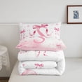 thumbnail image 5 of meiyoeat Chic Pearl Print Queen Comforter Set,Coquette Bow Glitter Letter S Design Comforter Sets Queen For Girl,Pink Reversible,3-Piece,1 Comforter And 2 Pillowcases, 5 of 7