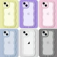 thumbnail image 6 of for iPhone 15 Case Wavy Edge Clear Back Design, Anti-Slip Grip Cute Wave Curly Frame Shape Shockproof Soft TPU & Hard Bumper Protective Phone Case Cover for Women Girls, Pink, 6 of 12
