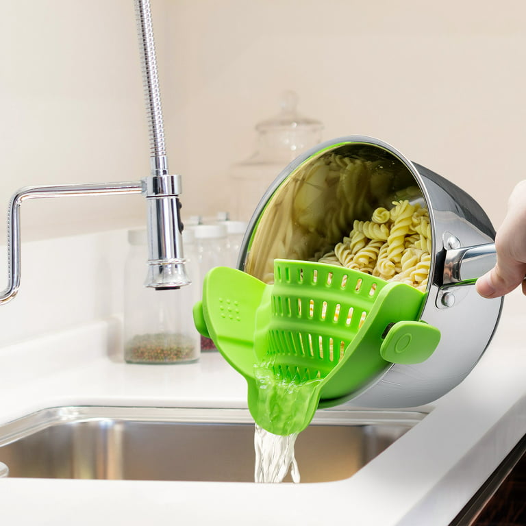 Kitchen Gizmo Snap N Strain Strainer - Green Patented Clip On