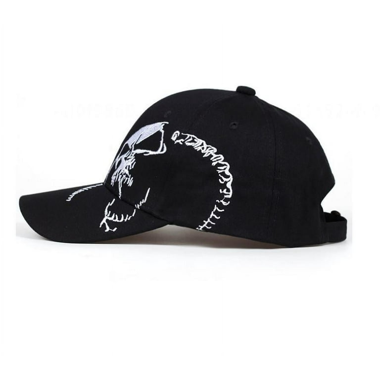 Men's Baseball Cap 100% Cotton Outdoor Sports Cap Cool Skull Snapback Hats  for Men Women (Black)