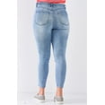 thumbnail image 3 of Plus Size Denim Mid-rise Raw Hem Detail Ripped Skinny Jean Pants 14, 3 of 3