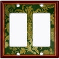 thumbnail image 6 of Metal Light Switch Plate Cover Elegant Green Floral Damask Maroon Frame FRA040, 6 of 13