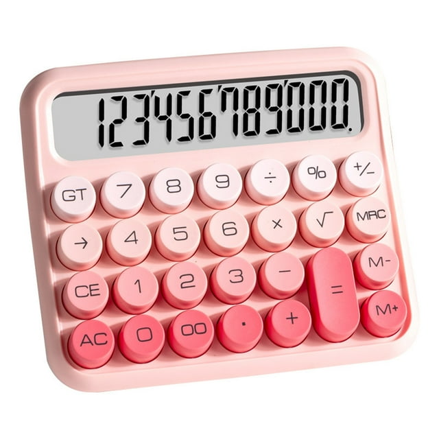 Calculator With Big Button Cute Desktop Calculators 12 Digits 5 Inch LCD Display Mechanical Sw Itch Calculator For Everyday Life And Basic Off Ice Work Craft Organizers And Storage Stationery Cards