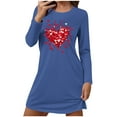thumbnail image 2 of Sakmal Mumu Nightgownss for Women Long Sleeve Love Valentines Cute Nightshirt Knee Length Heart Print Ladies Nightgown M, 2 of 6