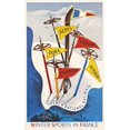 thumbnail image 2 of Vintage Apple Collection 21x32 Black Ornate Wood Framed with Double Matting Museum Art Print Titled - France Winter Sports, 2 of 4