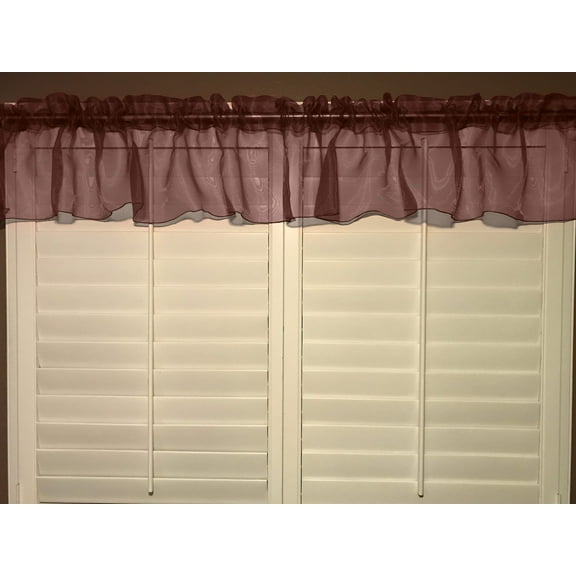 sheer organza window valance 58 wide brown