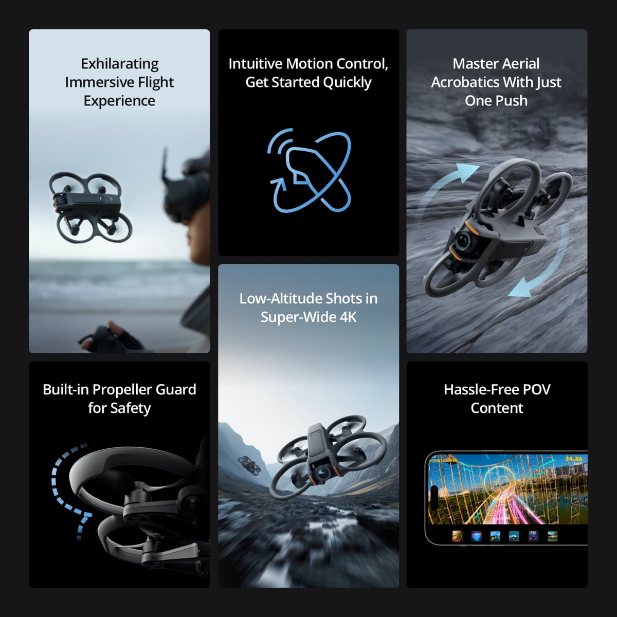 DJI Avata 2 Fly More Combo (1 Battery), FPV Drone, Bundle with 128GB Memory Card, Landing Pad and Cleaning Cloth