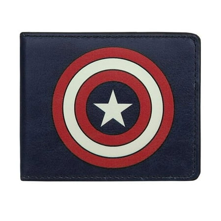 Captain America wallcapshldnvy Captain America Shield Navy Bi-Fold Wallet