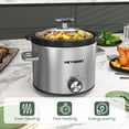thumbnail image 2 of Olla de cocción lenta pequeña HEYNEMO de 2 cuartos, 3 temperaturas ajustables, olla de cerámica mejorada, fácil limpieza, reduce la pérdida de nutrientes, salsas, guisos y aderezos, acero inoxidable,, 2 of 5