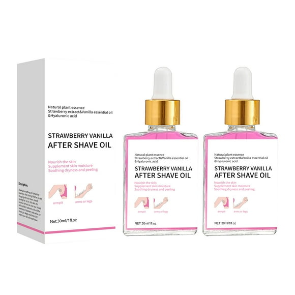 Aceite esencial de fresa para después del afeitado. Aceite reparador para después del afeitado y depilación. Calma la piel eficazmente y restaura su suavidad con un uso continuo. 30 ml.