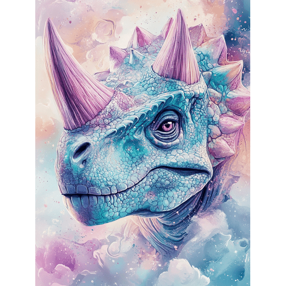 Pastel Dinosaur Decor Wall Art/Canvas Print，Suitable for Living Room， Bedroom， Office， Nursery， and Game Room Decoration.