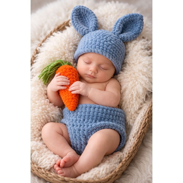 Disfraz de Conejo Bebé Hecho a Mano – Outfit Tierno para Fotos, Baby Shower y Regalo