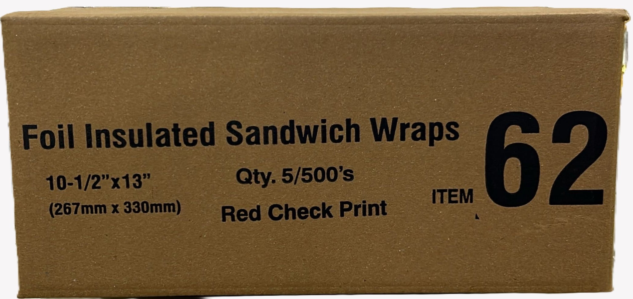 Insulated & Cushion Foil Paper Sandwich Wrap, 10.5" x 13", Red Check Print, 2,500 Count
