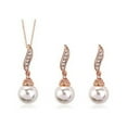 thumbnail image 5 of UDIYO Bridal Women Necklace Faux Pearl Rhinestone Charms Wedding Earrings Jewelry Set, 5 of 7