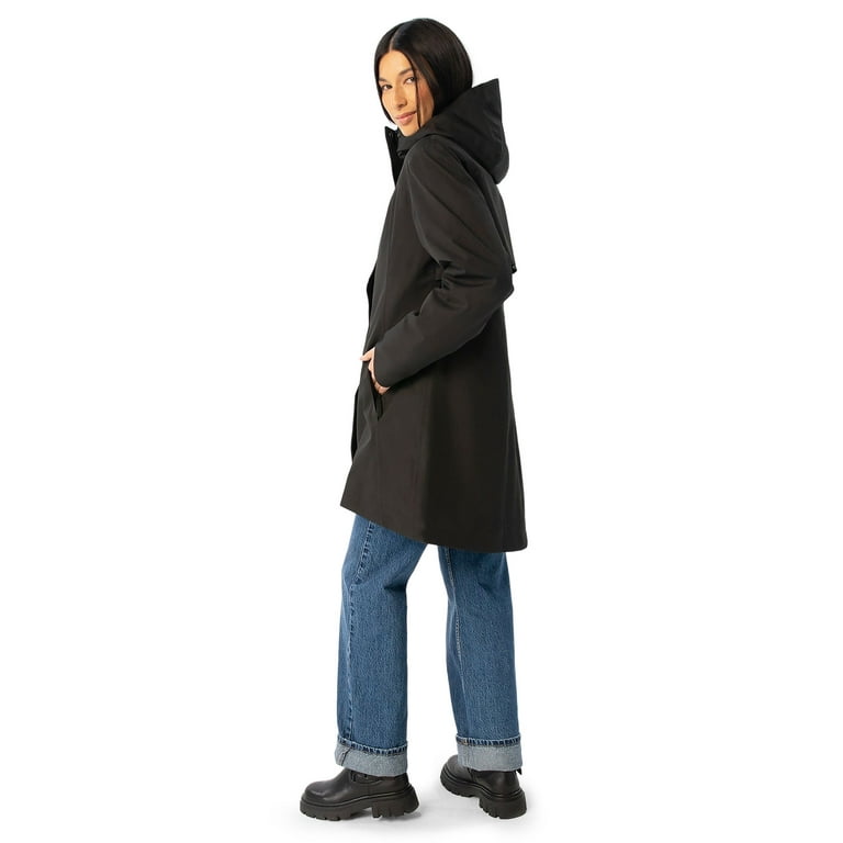 JAN & JUL Waterproof and Breathable Woman Rain Jacket with Adjustable Hood  (Black, XL)