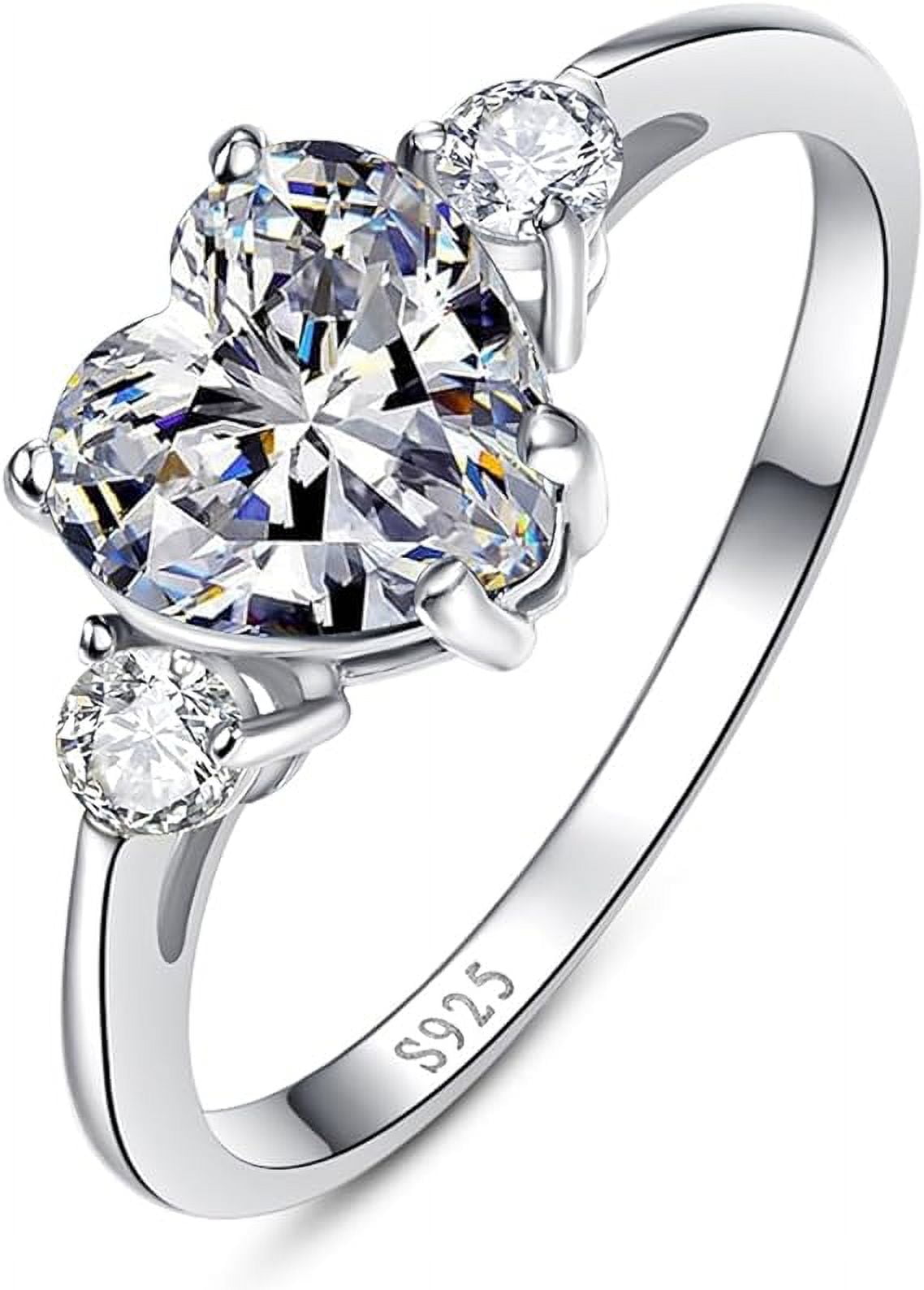 Sterling Silver Pink Cubic Zirconia Heart Ring – Open Back Design, Dainty & Romantic - View #12