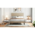 thumbnail image 2 of Sifurni Full Bed Frame Upholstered Platform Bed with Adjustable Headboard, No Box Spring Needed, Beige, 2 of 9