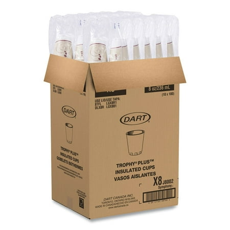 Trophy Plus Dual Temperature Insulated Cups In Symphony Design, 8 Oz, Beige, 100/Pack