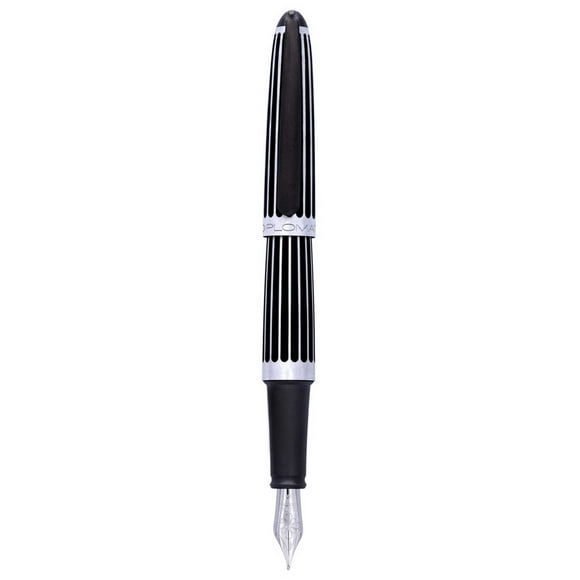 Diplomat D40318025 Aero Stripes Black Fountain Pen, Medium