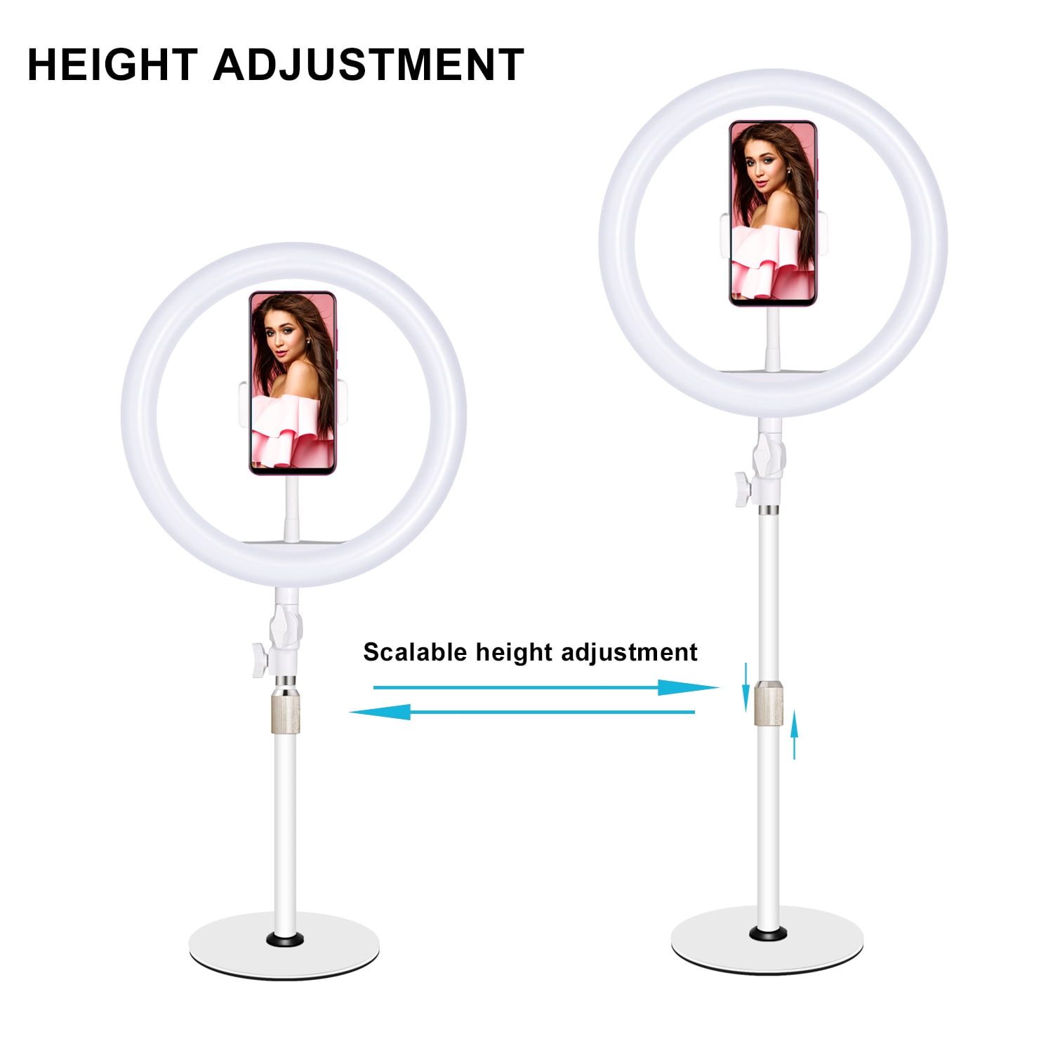 10-inch USB Ring Light for Desk or Table 3 Light Modes with Flexible Smartphone Stand  Streaming  YouTube Makeup TutorialsTikTok or Selfies White