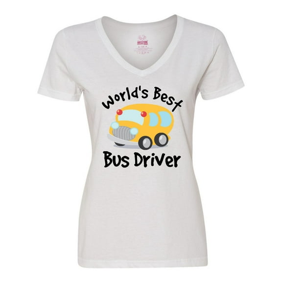 Inktastic Worlds Best School Bus Driver Women's V-Neck T-Shirt