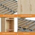 thumbnail image 3 of WIILAYOK Queen Size Murphy Bed Cabinet in Natural with 5-Tier Storage Shelves, Foldable Platform Bed Wall Cabinet Bedframe for Small Space, Bedroom, Guest Room, 3 of 9