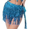 thumbnail image 2 of Women Belly Dance Skirt Sequins Costume Hip Belt for Rumba Performance Tango Lake Blue, 2 of 7