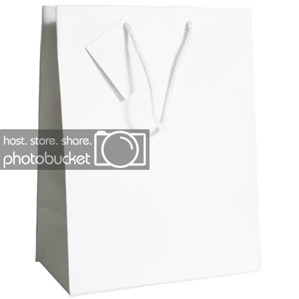 Prime Line Packaging White Paper Bags, Small Paper Shopping Bags, GIft Bags  8x4x10 50 Pack 