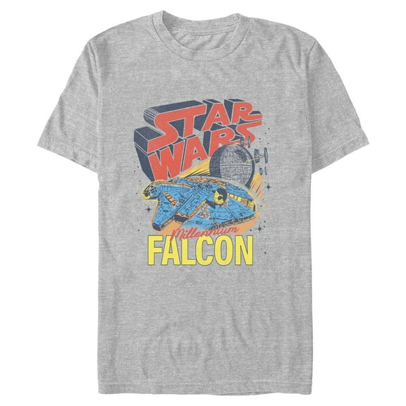 Mens Star Wars Retro Falcon And Death Star T Shirt